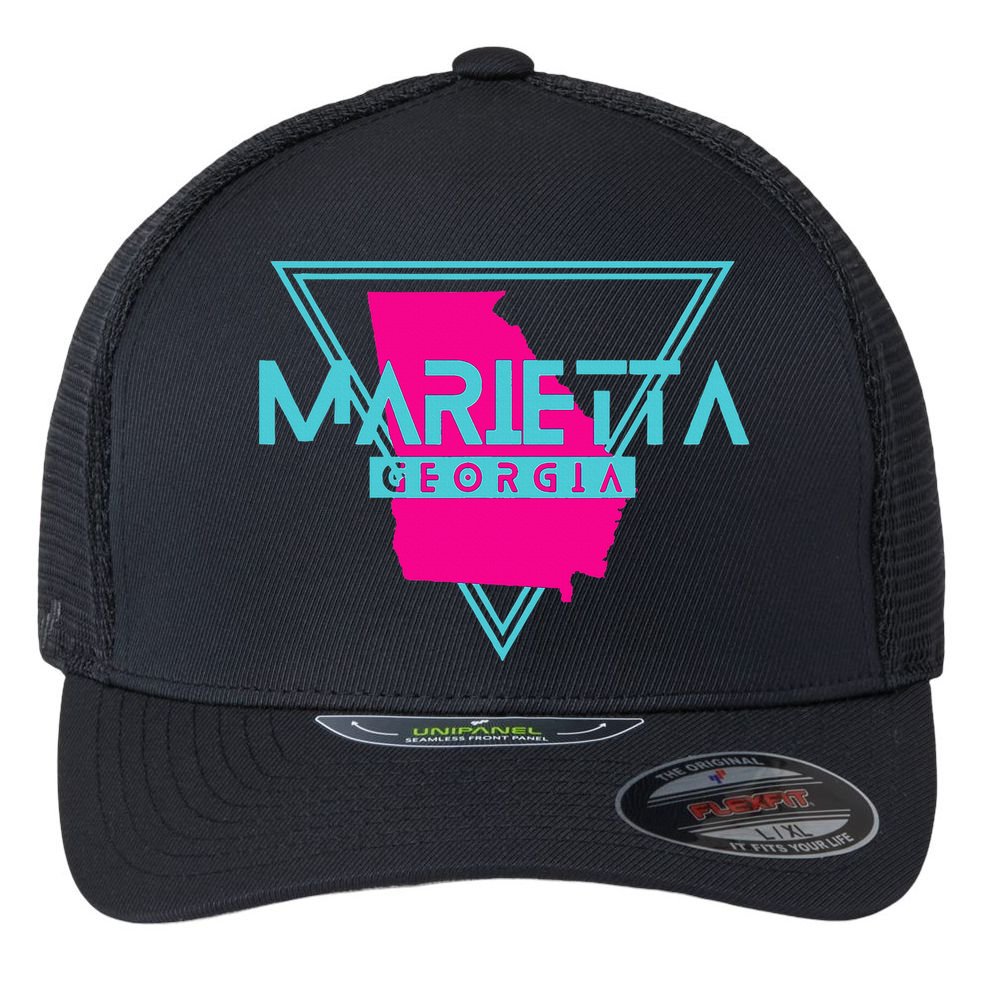 Marietta Georgia Souvenir Ga Retro Triangle Flexfit Unipanel Trucker Cap