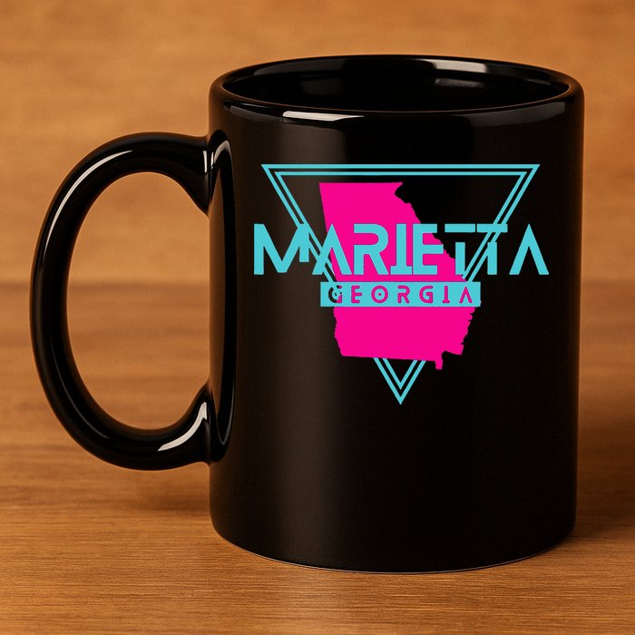 Marietta Georgia Souvenir Ga Retro Triangle 11oz C Handle Ceramic Mug