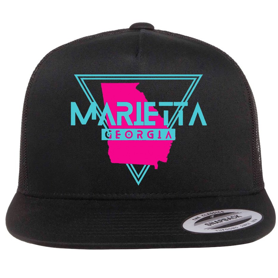 Marietta Georgia Souvenir Ga Retro Triangle Flat Bill Trucker Hat