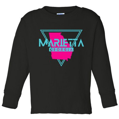 Marietta Georgia Souvenir Ga Retro Triangle Toddler Long Sleeve Shirt
