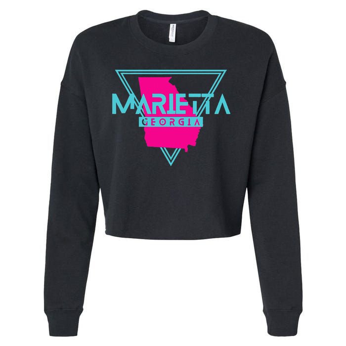 Marietta Georgia Souvenir Ga Retro Triangle Cropped Pullover Crew