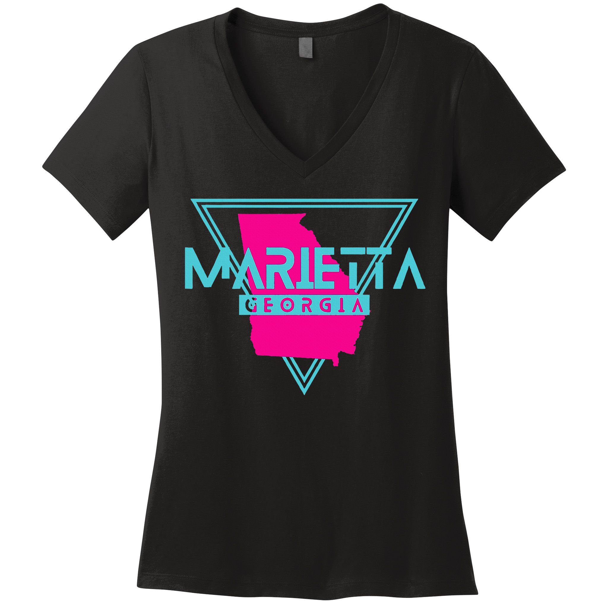 Marietta Georgia Souvenir Ga Retro Triangle Women's V-Neck T-Shirt