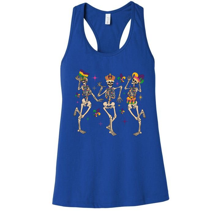 Mardi Gras Skeleton Carnival Funny Dancing Skeletons Great Gift Women's Racerback Tank