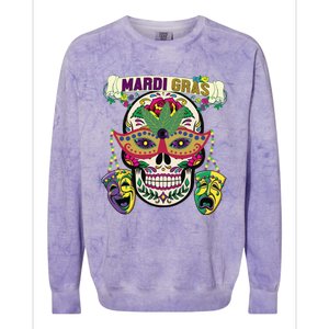 Mardi Gras Skull Cool Gift New Orleans Beads Masks Gift Colorblast Crewneck Sweatshirt