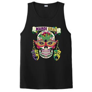 Mardi Gras Skull Cool Gift New Orleans Beads Masks Gift PosiCharge Competitor Tank