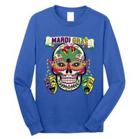 Mardi Gras Skull Cool Gift New Orleans Beads Masks Gift Long Sleeve Shirt