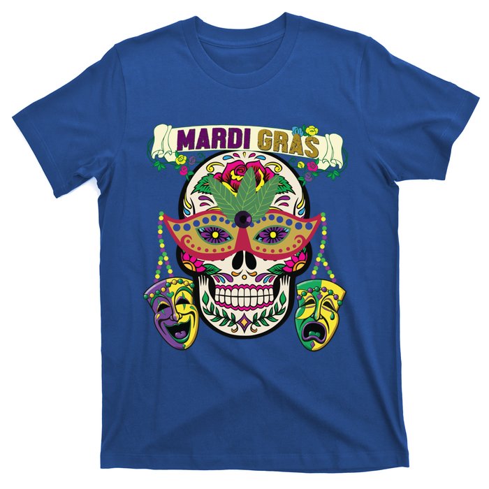 Mardi Gras Skull Cool Gift New Orleans Beads Masks Gift T-Shirt