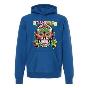 Mardi Gras Skull Cool Gift New Orleans Beads Masks Gift Premium Hoodie