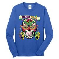 Mardi Gras Skull Cool Gift New Orleans Beads Masks Gift Tall Long Sleeve T-Shirt