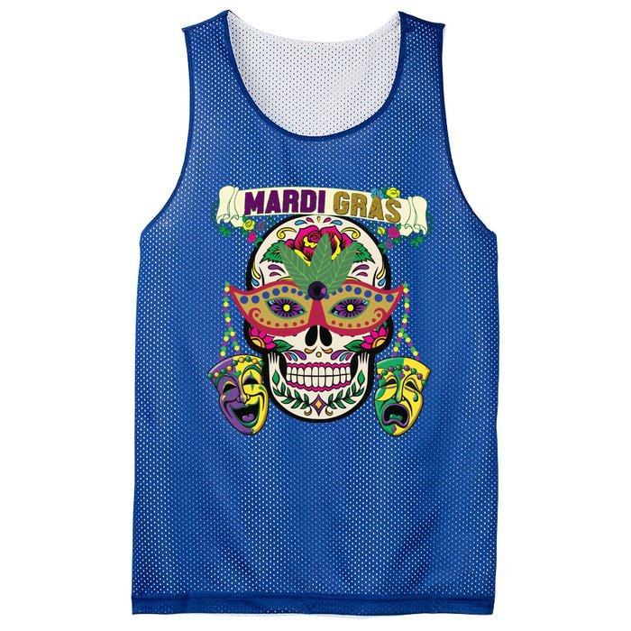 Mardi Gras Skull Cool Gift New Orleans Beads Masks Gift Mesh Reversible Basketball Jersey Tank