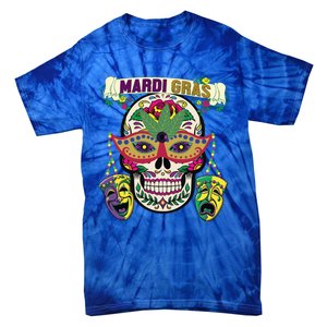 Mardi Gras Skull Cool Gift New Orleans Beads Masks Gift Tie-Dye T-Shirt