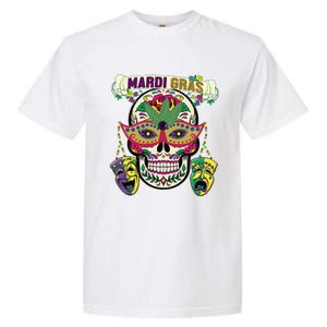 Mardi Gras Skull Cool Gift New Orleans Beads Masks Gift Garment-Dyed Heavyweight T-Shirt