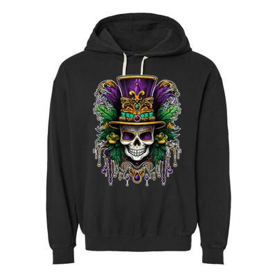 Mardi Gras Sugar Skull Party Garment-Dyed Fleece Hoodie