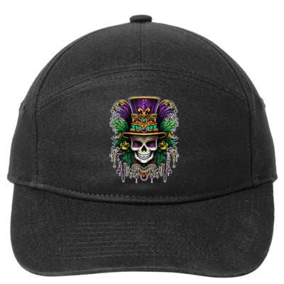 Mardi Gras Sugar Skull Party 7-Panel Snapback Hat