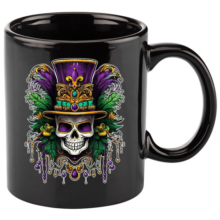 Mardi Gras Sugar Skull Party 11oz C Handle Ceramic Mug
