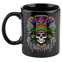 Mardi Gras Sugar Skull Party 11oz C Handle Ceramic Mug
