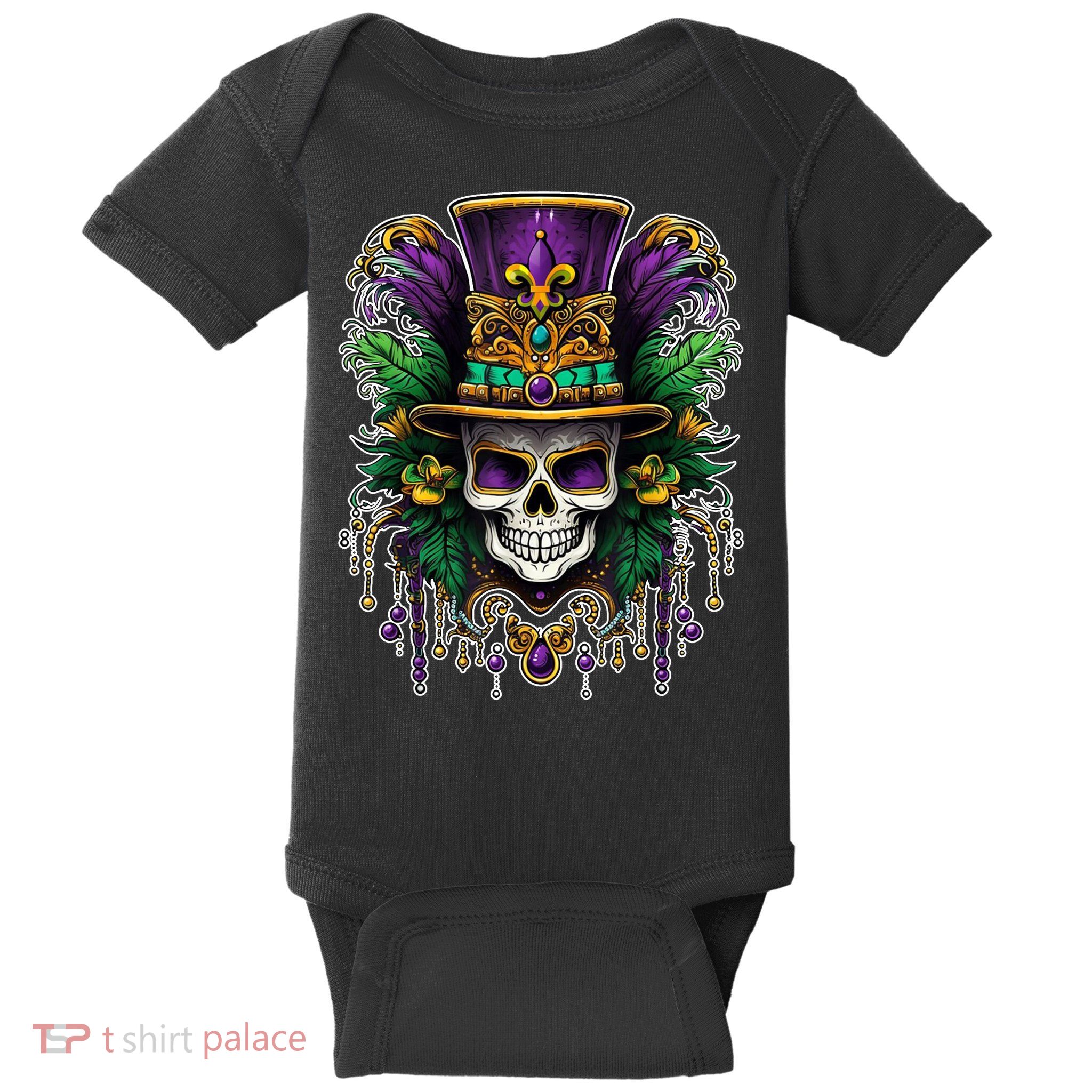 Mardi Gras Sugar Skull Party Baby Bodysuit