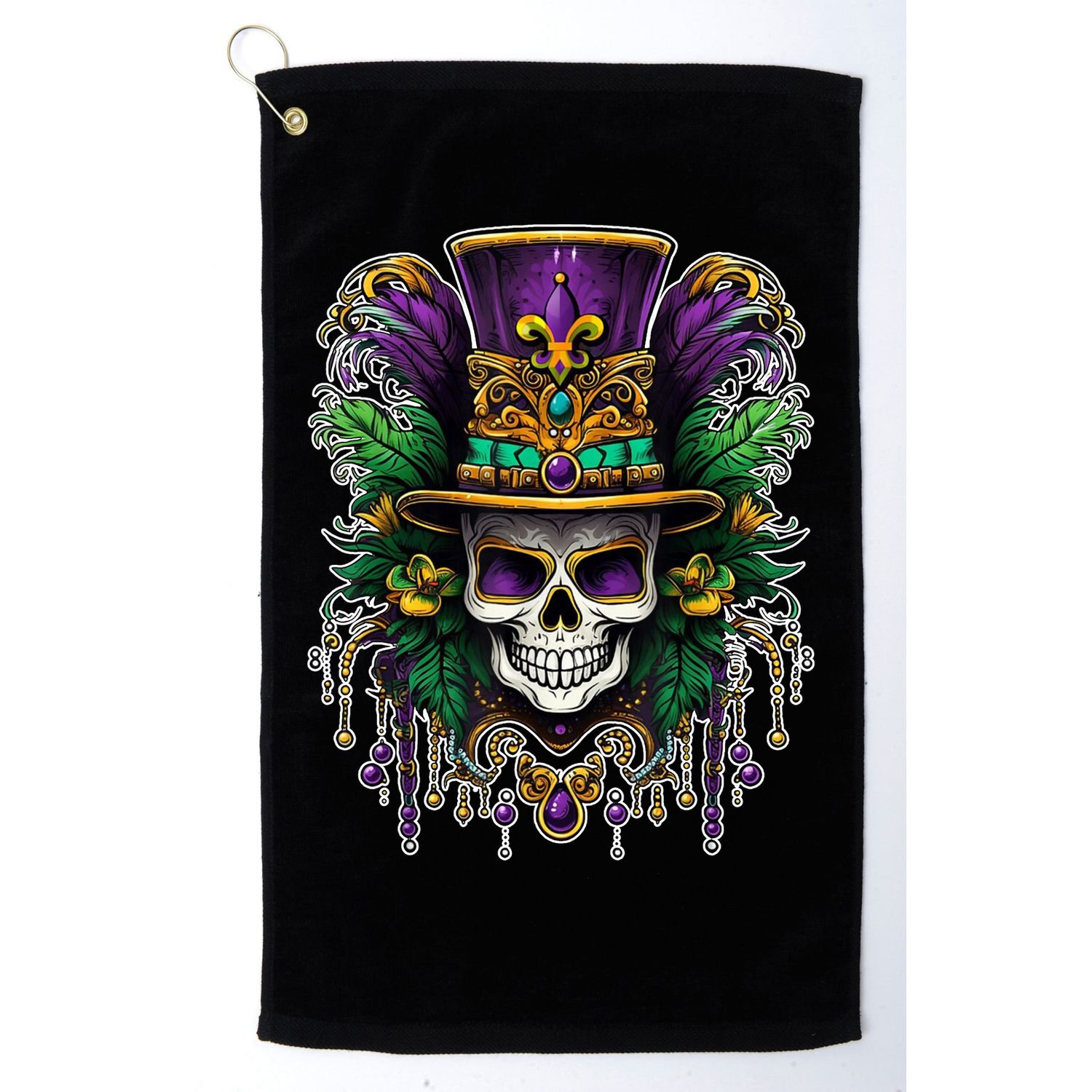 Mardi Gras Sugar Skull Party Golf Towel
