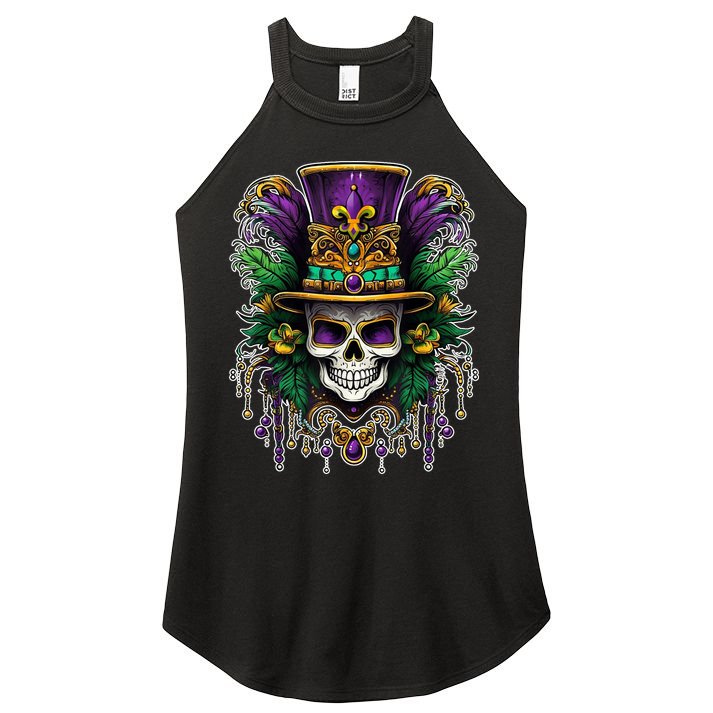 Mardi Gras Sugar Skull Party Women's Perfect Tri Rocker Tank