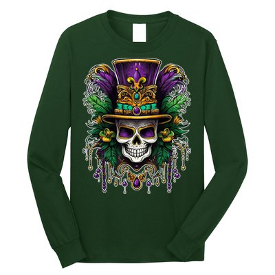 Mardi Gras Sugar Skull Party Long Sleeve Shirt