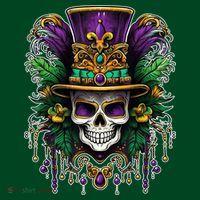 Mardi Gras Sugar Skull Party Apron