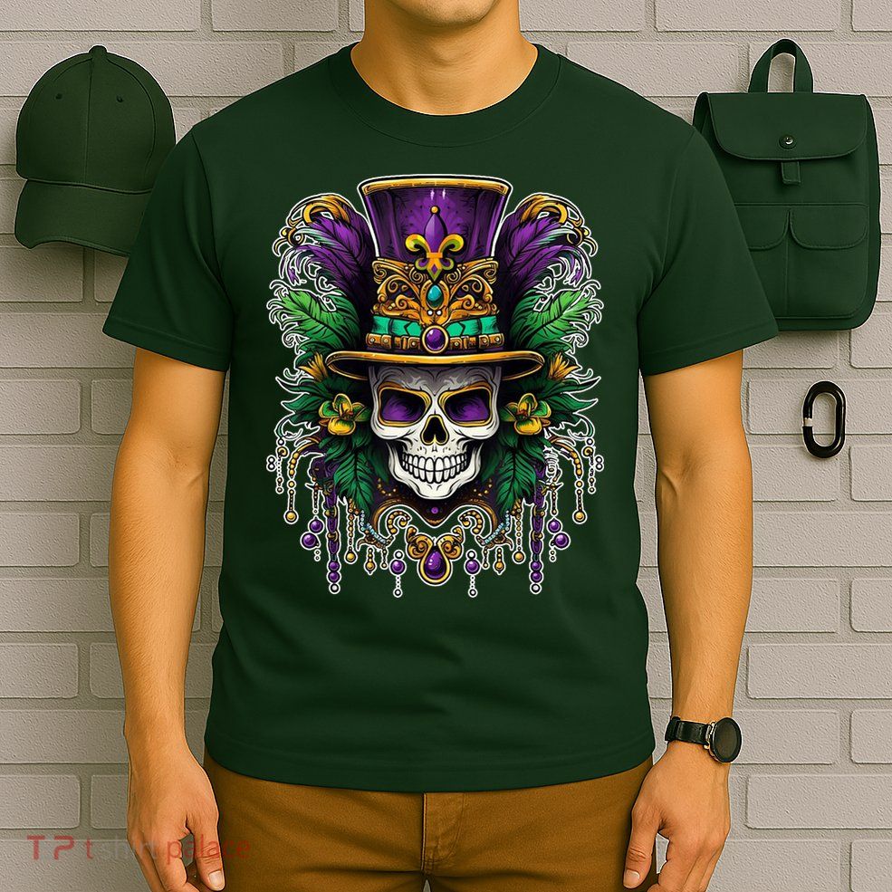 Mardi Gras Sugar Skull Party T-Shirt