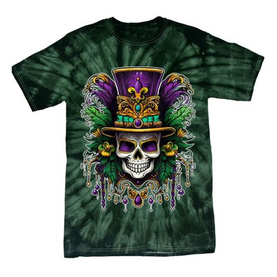 Mardi Gras Sugar Skull Party Tie-Dye T-Shirt