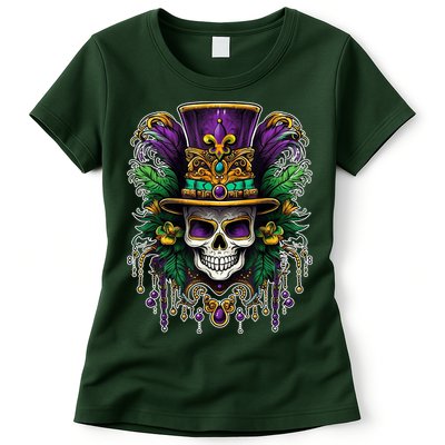 Mardi Gras Sugar Skull Party Womens T-Shirt