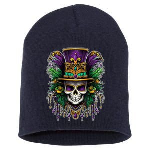 Mardi Gras Sugar Skull Party Short Acrylic Beanie