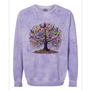 Mardi Gras Tree Beads New Orleans 2025 Festival Bead Colorblast Crewneck Sweatshirt