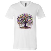 Mardi Gras Tree Beads New Orleans 2025 Festival Bead V-Neck T-Shirt