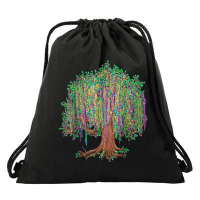 Mardi Gras Tree Beads New Orleans 2024 Watercolor Festival Drawstring Bag