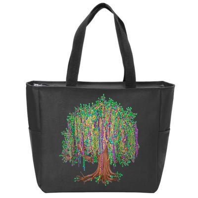 Mardi Gras Tree Beads New Orleans 2024 Watercolor Festival Zip Tote Bag