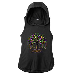 Mardi Gras Tree Beads New Orleans 2025 Festival Bead Ladies PosiCharge Tri-Blend Wicking Draft Hoodie Tank