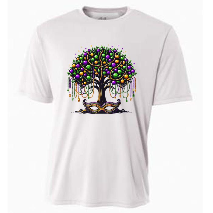 Mardi Gras Tree Beads New Orleans 2025 Festival Bead Cooling Performance Crew T-Shirt