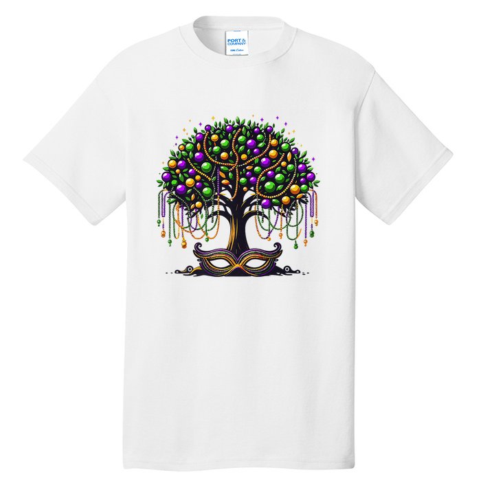 Mardi Gras Tree Beads New Orleans 2025 Festival Bead Tall T-Shirt