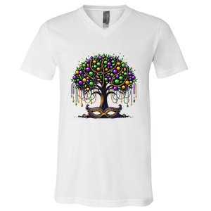 Mardi Gras Tree Beads New Orleans 2025 Festival Bead V-Neck T-Shirt