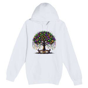 Mardi Gras Tree Beads New Orleans 2025 Festival Bead Premium Pullover Hoodie