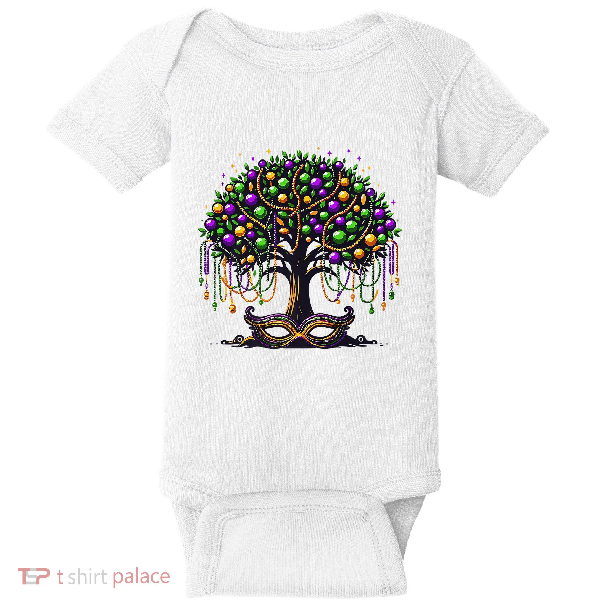 Mardi Gras Tree Beads New Orleans 2025 Festival Bead Baby Bodysuit