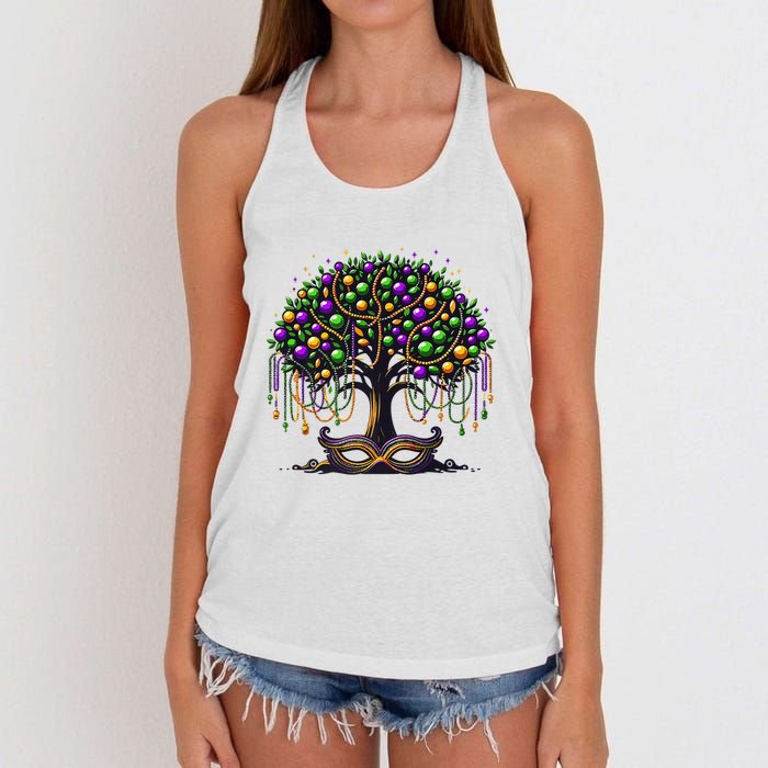 Mardi Gras Tree Beads New Orleans 2025 Festival Bead Women's Knotted Racerback Tank