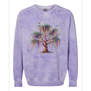 Mardi Gras Tree Beads New Orleans 2025 Festival Bead Colorblast Crewneck Sweatshirt