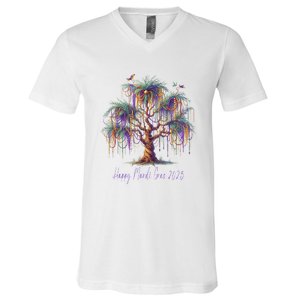 Mardi Gras Tree Beads New Orleans 2025 Festival Bead V-Neck T-Shirt