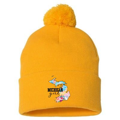 Michigan Girl Tie Dye State Michigan Lovers Pom Pom 12in Knit Beanie
