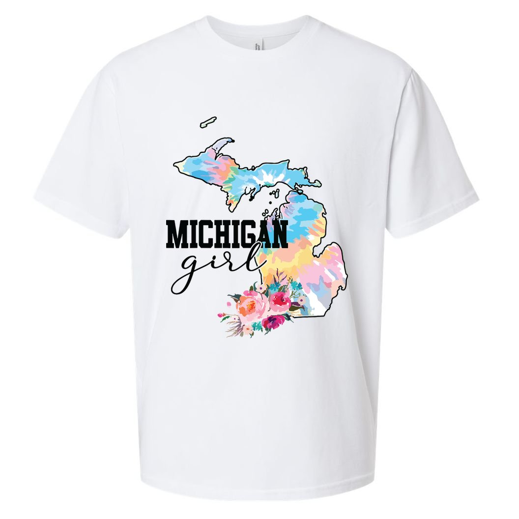Michigan Girl Tie Dye State Michigan Lovers Sueded Cloud Jersey T-Shirt
