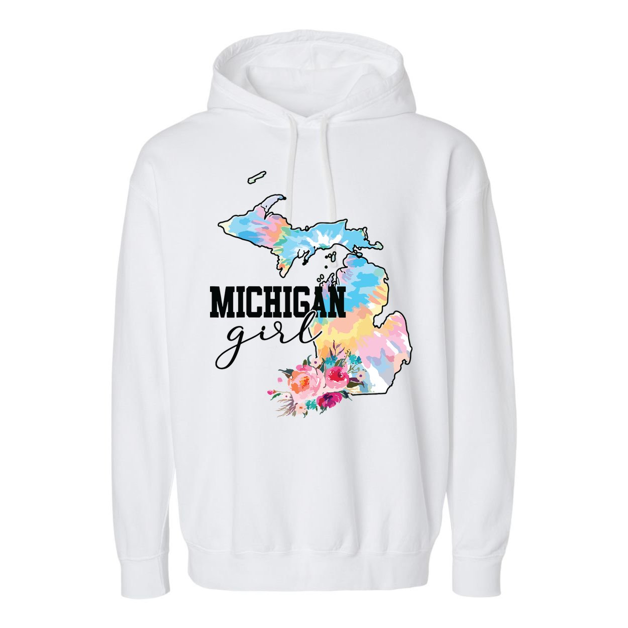 Michigan Girl Tie Dye State Michigan Lovers Garment-Dyed Fleece Hoodie