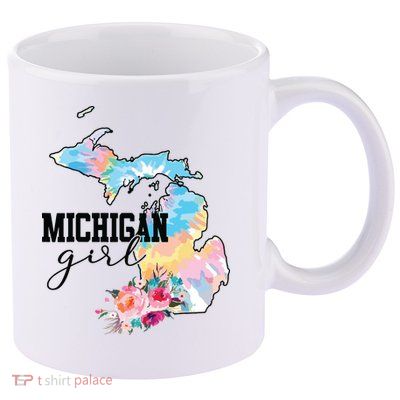 Michigan Girl Tie Dye State Michigan Lovers 11oz C Handle Ceramic Mug