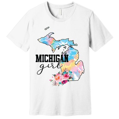 Michigan Girl Tie Dye State Michigan Lovers Premium T-Shirt