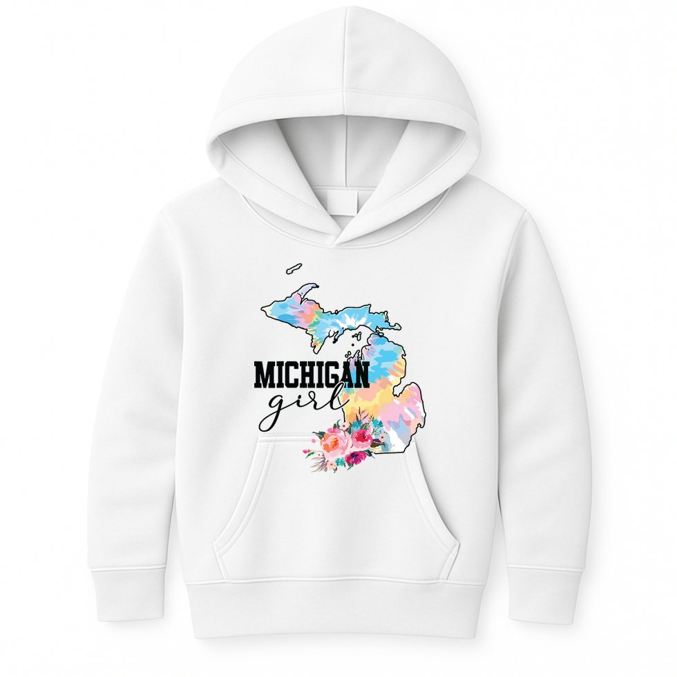 Michigan Girl Tie Dye State Michigan Lovers Kids Hoodie