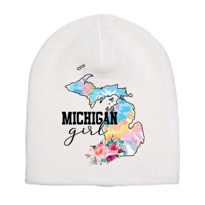 Michigan Girl Tie Dye State Michigan Lovers Short Acrylic Beanie