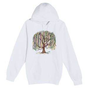 Mardi Gras Tree Beads New Orleans 2025 Festival Bead Tree Premium Pullover Hoodie